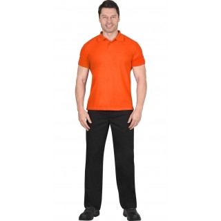 Рубашка-поло короткие рукава оранжевая, рукав с манжетом, пл. 180 г/кв.м.