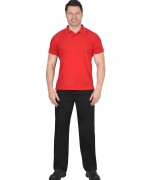 Рубашка-поло короткие рукава красная, рукав с манжетом, пл.180 г/кв.м