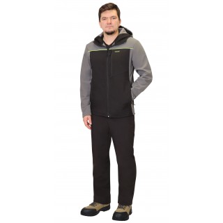 Куртка "СИРИУС-Спринтер Софт" удлиненная, черная с серым