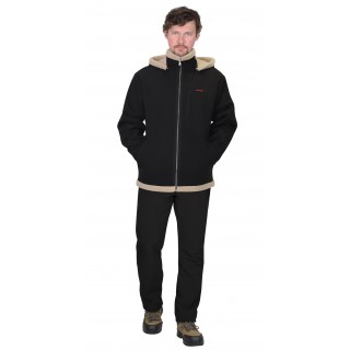Куртка мужская с капюшоном «СИРИУС-ШТУРМ» демисезонная, черная