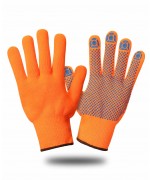 Перчатки утепленные акриловые с начесом с ПВХ "ТОЧКА" оранжевые 10кл