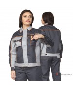 Костюм женский "Бренд 1" серый/серый из смесовой ткани (куртка и брюки)