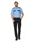 Рубашка охранника с короткими рукавами голубая/тёмно-синяя