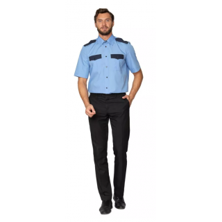 Рубашка охранника с короткими рукавами голубая/тёмно-синяя