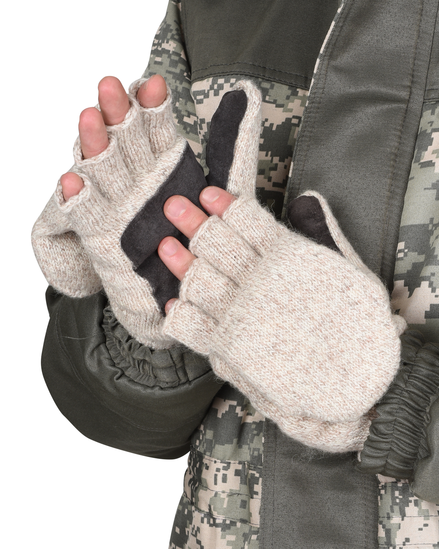 01015 Перчатки-Варежки шерстяные со спилком на ладони Юкагиры Safeprotect (Тинсулейт) (х12х120)