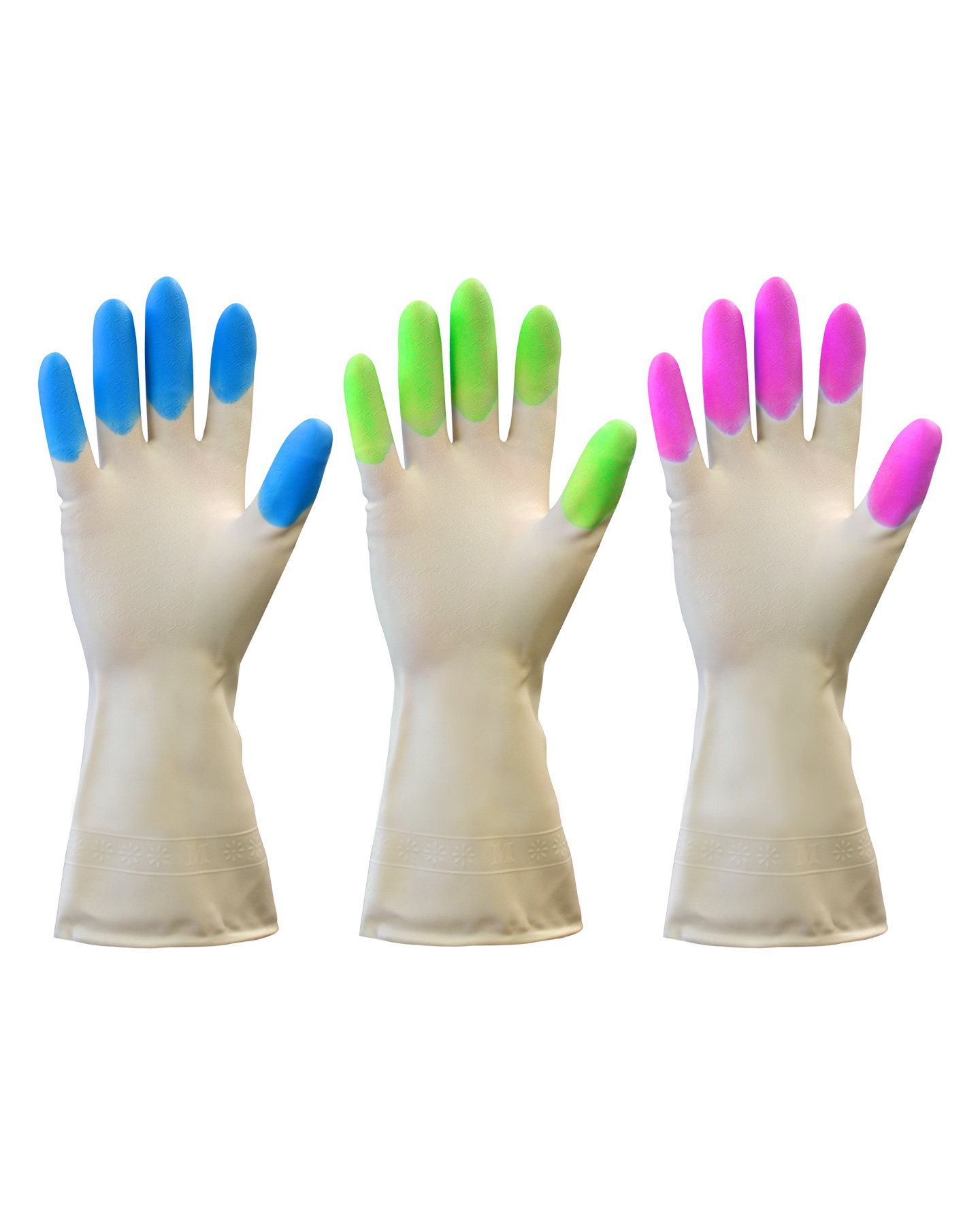 160573 Перчатки хозяйственные виниловые (без внутр.покрытия) 3 цвета в коробке  (х12х72)