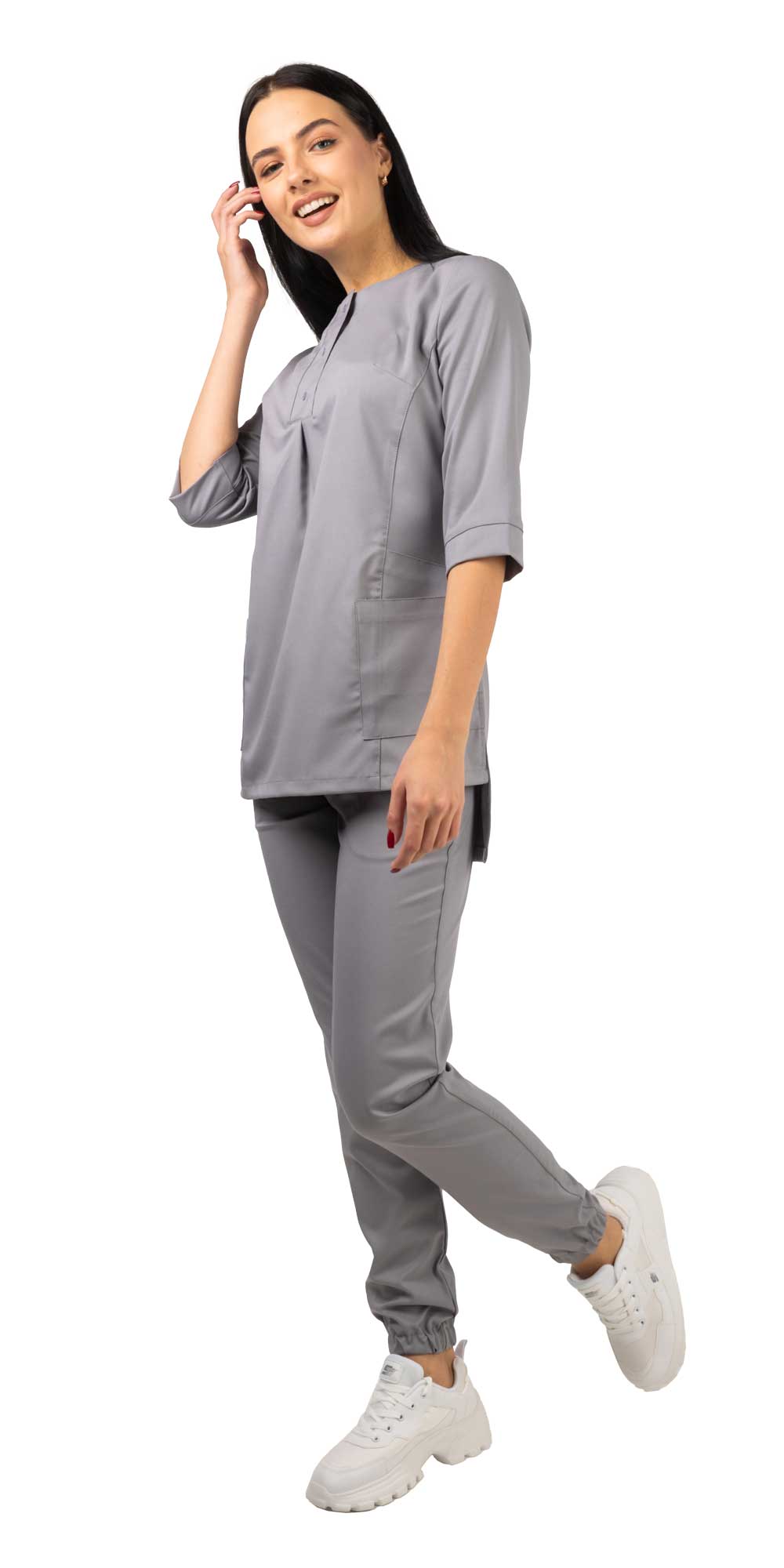 165605 Костюм В-489 женский: блуза, брюки, цв. серый тк. Вискоза 32% (ЧЗ)